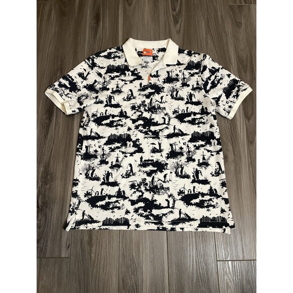 Nike Polo Shirt Men’s White M 2019 British Open Toile -All Over Graphic - Picture 1 of 6